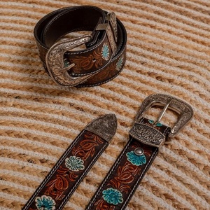 Ceinture de cowboy western au design gaufré floral et fabricant de gros de cuir de meilleure qualité pour hommes et femmes - Product Image 1