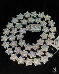 AARVA JEWELS Star Moissanite <b>Statement</b> <b>Necklace</b> 10K Gold Plated 925 Silver Luxury Wedding Party Unisex <b>Necklace</b> - Product Image 5