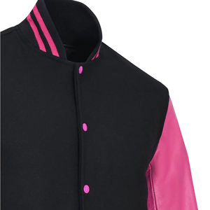 Veste de baseball classique pour homme, noire, avec manches roses, style Letterman - Product Image 3