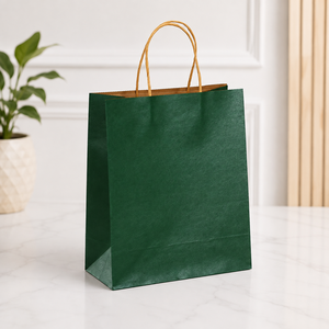 Sac en papier kraft brun écologique avec logo personnalisé, impression offset, emballage d'épicerie à emporter avec ruban et accessoires - Product Image 1