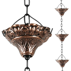 Chaîne de pluie décorative en aluminium noir pour gouttières, alternative au tuyau de descente, attrape-eau de pluie pour jardin extérieur – Vente en gros - Product Image 3