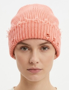 Distressed Rib Knit <b>Beanie</b> Vintage Inspired Winter <b>Hat</b> Soft 100% <b>Wool</b> Children's Adjustable Custom Logo OEM Wholesale Headwear - Product Image 1