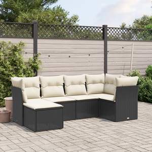 Conjunto de Sofá Modular Mediano de Ratán PE Negro para Jardín, Muebles Elegantes para Exteriores - Product Image 1