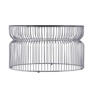 Tavolino da Caffè CT901 Moderno Contemporaneo con Base in Metallo e Piano in Vetro Temperato Colorato da 30 Pollici per Soggiorno - Product Image 6