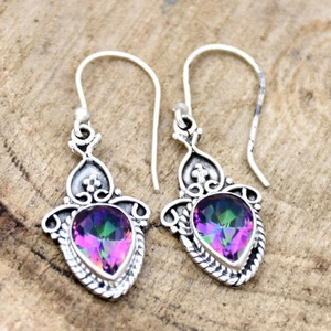 Modern Multicolor Hexagon 925 Sterling <b>Silver</b> <b>Earrings</b> Handmade Wholesale Fashion Jewelry Ethnic Style Dangle Jhumki - Product Image 1