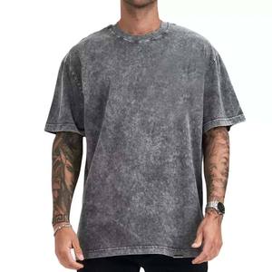 <b>Acid</b> Wash Men <b>Drop</b> Shoulder T-shirt Breathable Oversized Hot Sale 100% Cotton Fleece Quick Dry Eco-Friendly Half Sleeve - Product Image 1
