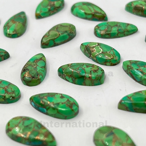 Turquoise vert cuivré, cabochon long en forme de poire, pierre précieuse non montée pour la création de bijoux - Product Image 3