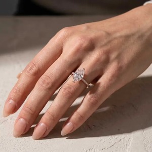 925 Moissanite Marquise Cut Half <b>Eternity</b> Engagement <b>Ring</b> In Sterling <b>Silver</b> Yellow,White & Rose Gold Plated <b>Ring</b> for Women's. - Product Image 3