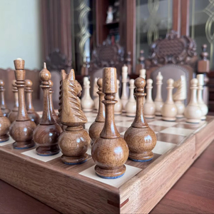 ILAHI's Eco-Friendly Rustic Polished Rectangle <b>Chess</b> <b>Board</b> Game 100% Handmade Pure Wood Animal/Love Style Customized Size <b>Chess</b> - Product Image 1