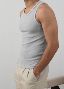 Nouveaux débardeurs de sport pour hommes, sans manches, couleur unie, côtelés, pour la gym, l'entraînement, athlétique, coupe ajustée, séchage rapide - Product Image 3