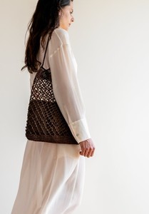 <b>Raffia</b> Net Bag in Tan, Crochet <b>Raffia</b> <b>Tote</b>, Summer <b>Tote</b> Bag, Straw Mesh Bag, Handcrafted <b>Tote</b>, Net Shoulder Bag - Product Image 4