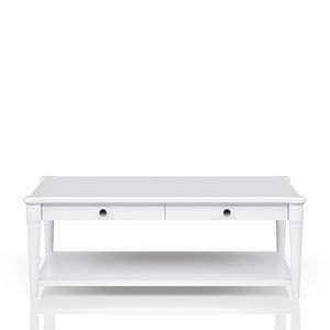 Tavolino da Cocktail Bianco con Due Cassetti Portaoggetti e Rotelle, Eleganti Tavolini da Caffè con Caratteristiche Pratiche - Product Image 3