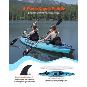 Kayak gonflable en PVC pour 2 personnes, capacité 700 lb, avec siège rembourré résistant aux fuites et aux perforations, kayak de loisirs - Product Image 5