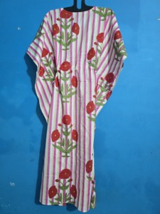 Ropa de Dormir Talla Grande, Estilo Coreano, Kaftán para Mujer con Mangas, Estampado Floral, Hecho a Mano, de Algodón, Ligero, Estilo Boho, para la Playa - Product Image 5