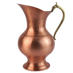 Pichet à eau en cuivre avec poignée en laiton en forme de dragon, pichet de service vintage, carafe décorative traditionnelle pour la maison et l'hôtel - Product Image 1
