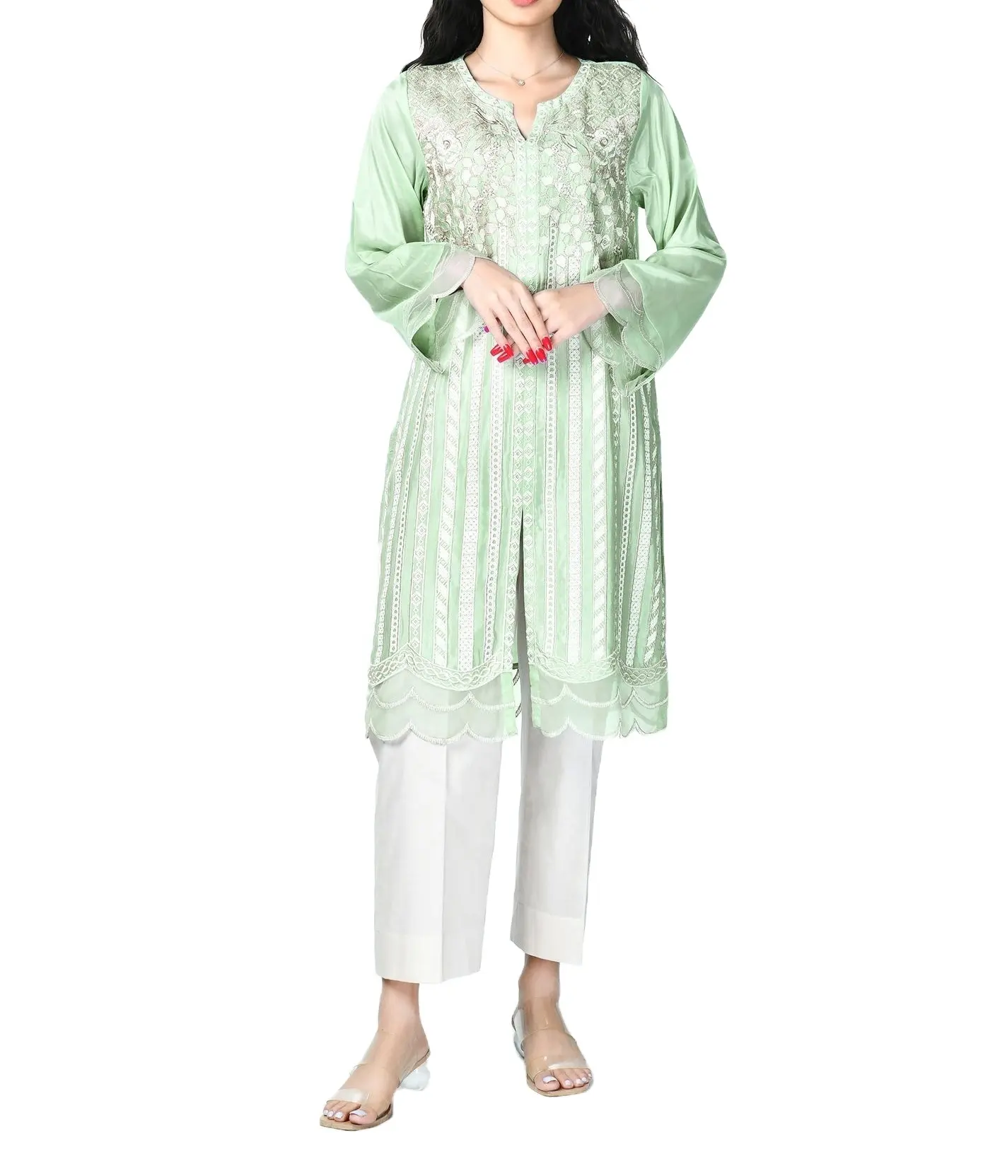 เสื้อผ้าอิสลามอินเดียโบราณ,Salwar Kameez Phulkari ชุดเดรสมุสลิมมีสไตล์ดีไซน์แฮนด์เมดเป็น Lehenga Choli