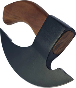 Hache à pizza en acier au carbone forgé à la main de qualité supérieure, lame gravée, manche en bois, fabricant en gros - Product Image 4