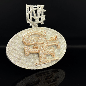 Pendentif unisexe en acier inoxydable lourd, serti de diamants, style urbain, hip-hop, bling-bling - Product Image 1