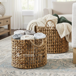 Cesta de Almacenamiento de Jacinto de Agua Natural con Asas, para Lavandería y Almacenamiento, Venta al por Mayor Disponible - Product Image 5