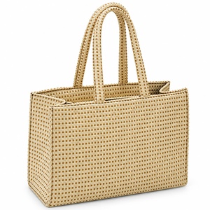 <b>Straw</b> Tote Bag Open Top Minimalist Design All Seasons Shopping Bag - Product Image 1