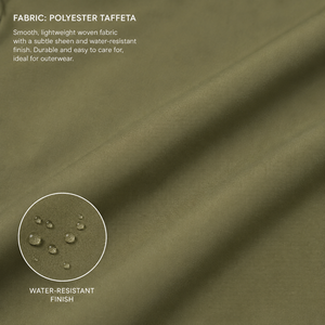 Veste Chemise Décontractée Coupe-Vent Vert Olive pour Homme, Col Montant, Coupe Droite, Automne, Polyester Enduit, Sans Capuche, Couleur Unie - Product Image 6