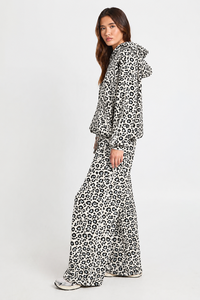 Ensemble de survêtement 2 pièces pour femme, imprimé léopard blanc et noir, sweat à capuche oversize et pantalon large, style streetwear décontracté - Product Image 6