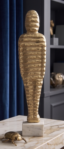 Decorative Luxury Gold and White Aluminum and Marble Base Mummy Figurine Tabletop Sculpture Table Home Decorative <b>Statue</b> - Product Image 5