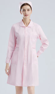 Pink Woven Lab <b>Coat</b> with Buttons Pockets Needle <b>Detection</b> Seamless Fusing for Unisex Hospital Use - Product Image 4