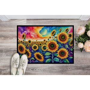 Felpudo con girasoles en color antideslizante para interiores/exteriores, alfombra de pila baja lavable para entrada, 24H X 36W, felpudo para puerta Delantera - Product Image 2