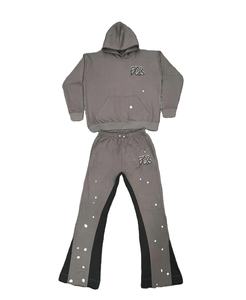 Survêtements de rue avec logo personnalisé pour hommes, avec écusson de broderie vieilli, survêtements à fermeture éclair lavés à l'acide, ensemble 100% coton, grande taille - Product Image 4