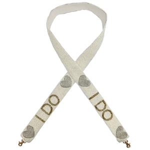 Sangle de sac ajustable en coton brodée main, motif croix perlée bleu marine et or, forme carrée, esprit d'équipe, Notre-Dame - Product Image 4