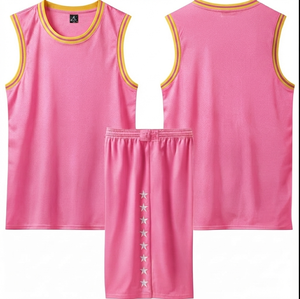 HIGH QUALITY <b>Pink</b> Sublimated Printed Basketball Uniform Set Unisex Adult Breathable Mesh Sleeveless Jersey <b>Shorts</b> Anti-Bacterial - Product Image 1
