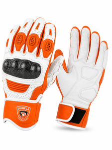 Guantes de Gimnasio Dumela de Cuero, Completos, Blancos y Naranjas, Transpirables, con Soporte Ajustable para la Muñeca - Product Image 1