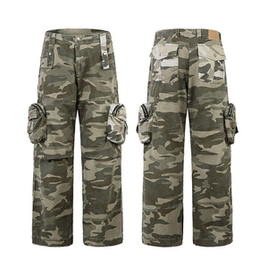 Men's <b>Camouflage</b> <b>Cargo</b> <b>Pants</b> Straight Fit Multiple Pockets Breathable Workwear Style High Waist Canvas Trousers - Product Image 1