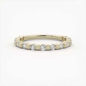 Bagues empilables de 1,7 mm en or massif 14 carats avec diamants de laboratoire taille ronde, sertis en barre, demi-éternité, pour usage quotidien, mariage et anniversaire - Product Image 1