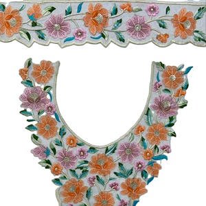 Col de cou brodé en tissu de filet à sequins Style cousu pour robe Kurti Saree de style ethnique Textiles de maison - Product Image 1