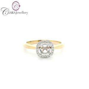 MEILLEURE VENTE SIMPLE SIMPLE HALO 18K AU750 SOILD WHITE/YELLOW GOLD PLAIN GOLD BAND NATUREL DIAMANT 0.50CT ROUND FIT SEMI RNG MOUNT - Product Image 2