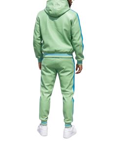 Custom Men's Premium Leather Two-Piece Outfit with Contrast <b>Side</b> Stripes for Urban Fashion and Casual Wear - Product Image 5