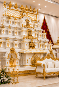 Escenario Mandap de Fibra de Vidrio con Temática de Templo para Bodas del Sur de la India, Ideal para Ceremonias de Boda Tamilas - Product Image 4