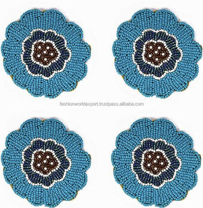 Dessous de verre perlés Artisan Watermelon Design Vibrant Round Beadwork Drink Pads pour la décoration d'été et le divertissement - Product Image 3
