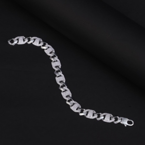 Bracelet chaîne élégant en argent fin rhodié, bijoux unisexes contemporains pour la mode quotidienne, collection de cadeaux pour fêtes - Product Image 5