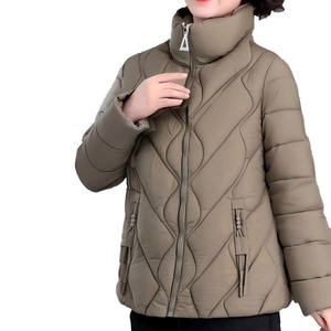 Veste d'hiver pour femme, col montant, rembourrée de duvet épais, couleur unie, vêtement d'extérieur chaud en polyester pour temps froid - Product Image 5