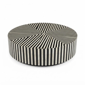 Mesa de centro de lujo artesanal con incrustaciones de hueso, diseño moderno de tablero de ajedrez en blanco y negro, estilo cascada, para sala de estar, venta al por mayor - Product Image 4