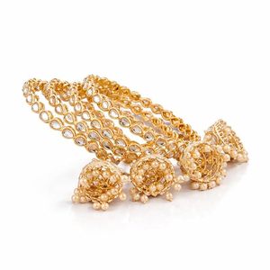 Pulseras de cristal con diamantes de imitación en forma de campana y diseño de bola chapadas en oro de 24K, joyería étnica de boda para mujer, engaste de canal, tercer fabricante - Product Image 4