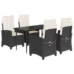 Ensemble de salle à manger de jardin en rotin noir 4 places, résistant aux intempéries, mobilier d'extérieur au design contemporain - Product Image 2