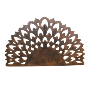 Cabecero de Cama Balinés Tallado en Madera con Diseño de Flor de Loto, Acabado en Negro y Dorado, Muebles de Dormitorio, Decoración del Hogar - Product Image 5