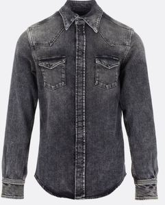 Chemise en jean déchiré pour homme, manches longues, col rabattu, couleur unie, style décontracté, coupe droite tissée - Product Image 5