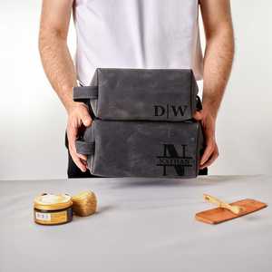 Custom Genuine Leather Unisex for Bag Dopp <b>Kit</b> Travel Wash Bag <b>Shaving</b> <b>Kit</b> Organizer Zipper Closure TYG-0188 - Product Image 5