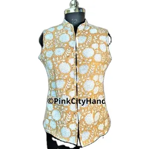 Quilted Cotton Waistcoat Handmade Block Printed short Waistcoats For Women Reversible vests Best Quality