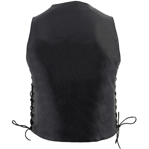Comfortable <b>Leather</b> <b>Men</b> Outdoor <b>Leather</b> <b>Vest</b> Strong <b>Leather</b> Construction Sleeveless Design Multiple Pockets Front Zip Closure - Product Image 6